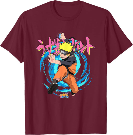 Naruto Shippuden Rasengan Jutsu Swirls Anime T-Shirt - T-Shirt | Maroon