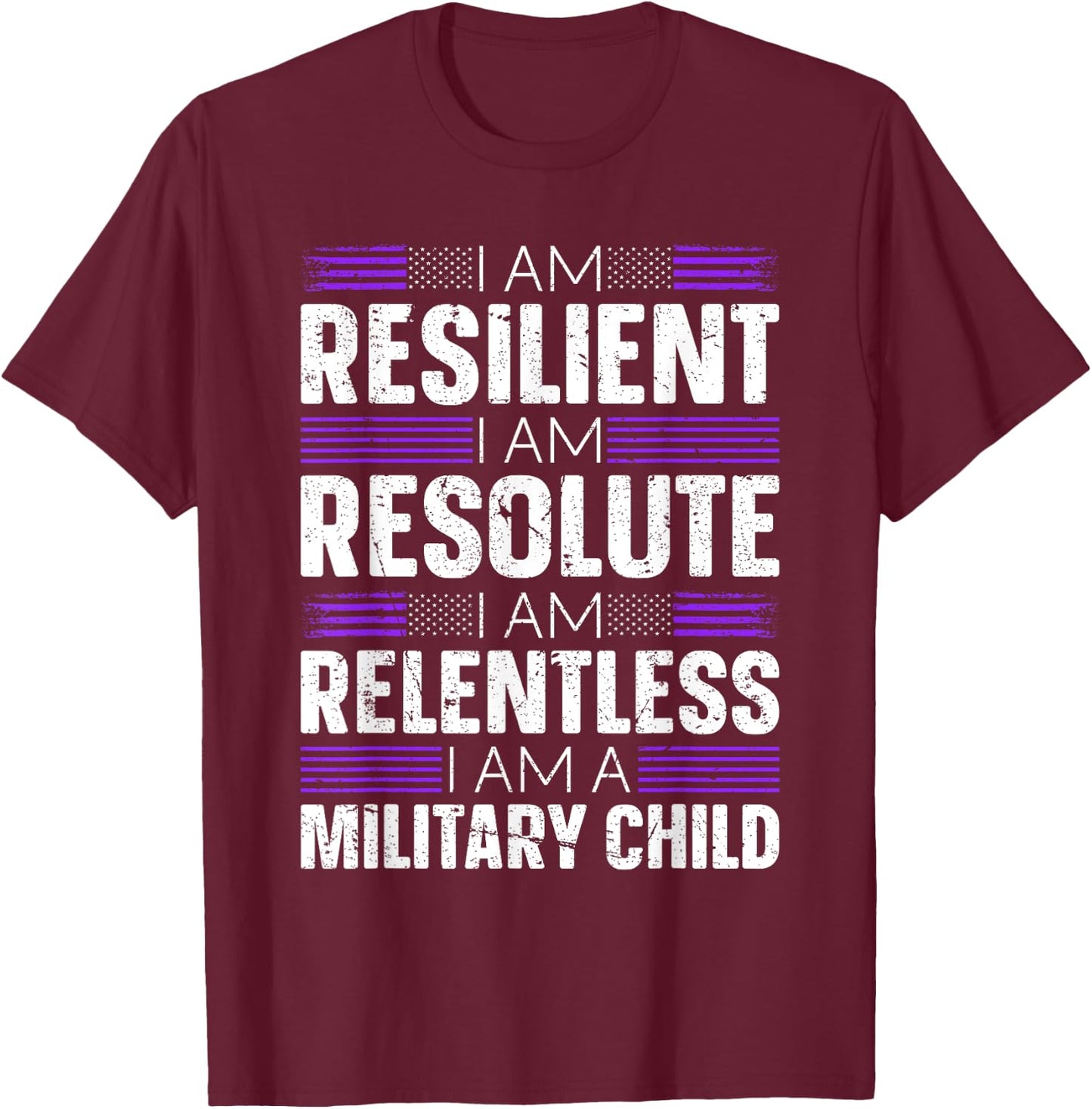 Purple Up I Am A Military Child T-Shirt - T-Shirt | Maroon