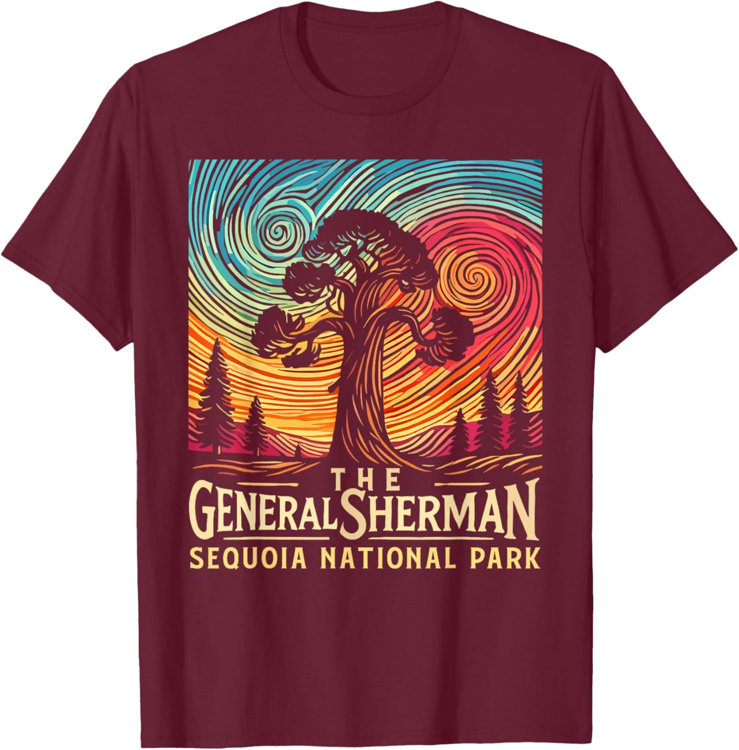 General Sherman Sequoia National Park Shirt Souvenir T-Shirt - T-Shirt | Maroon