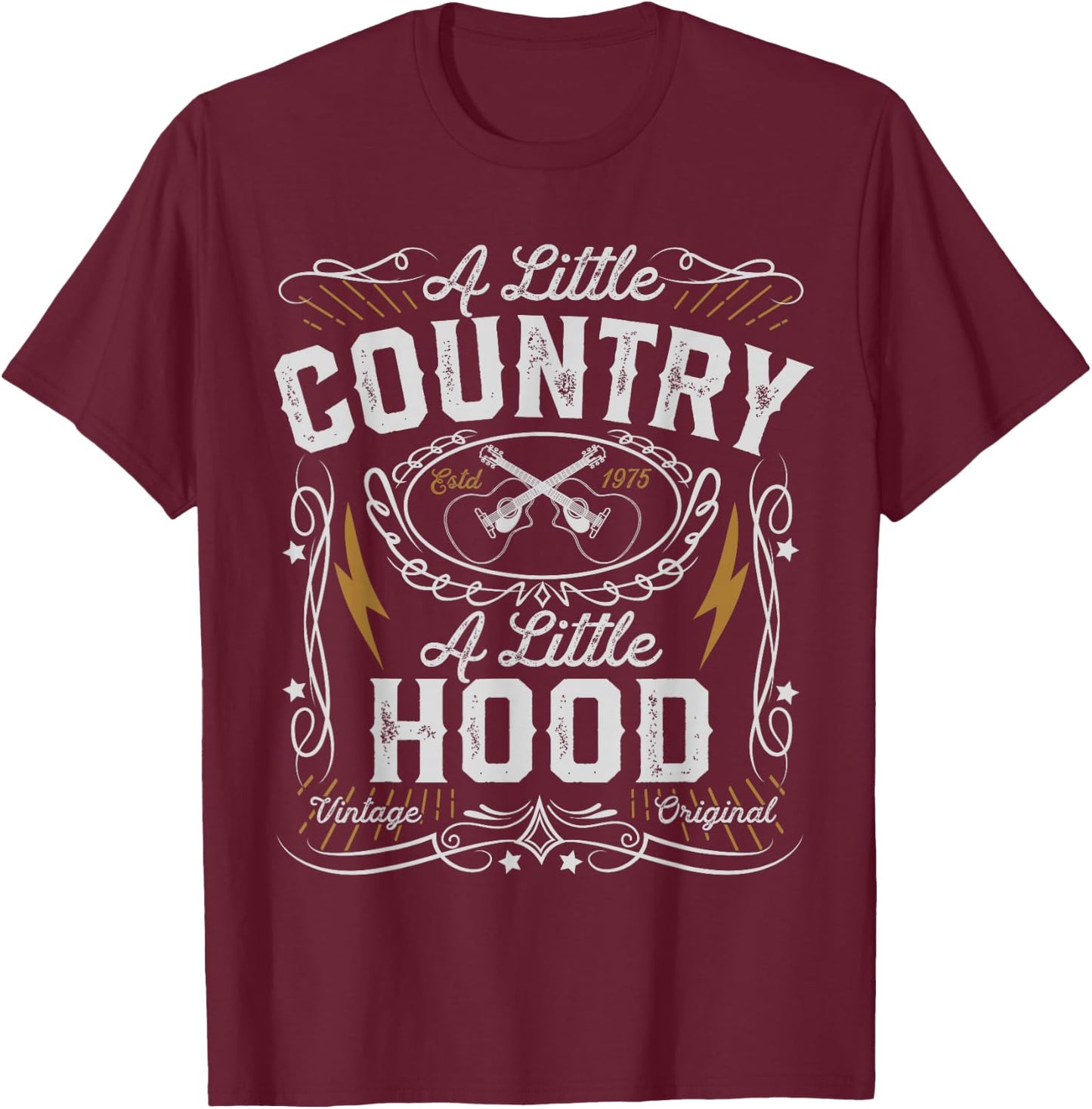 A Little Country A Little Hood Hip Hop Rap Music Gift T-Shirt - T-Shirt | Maroon