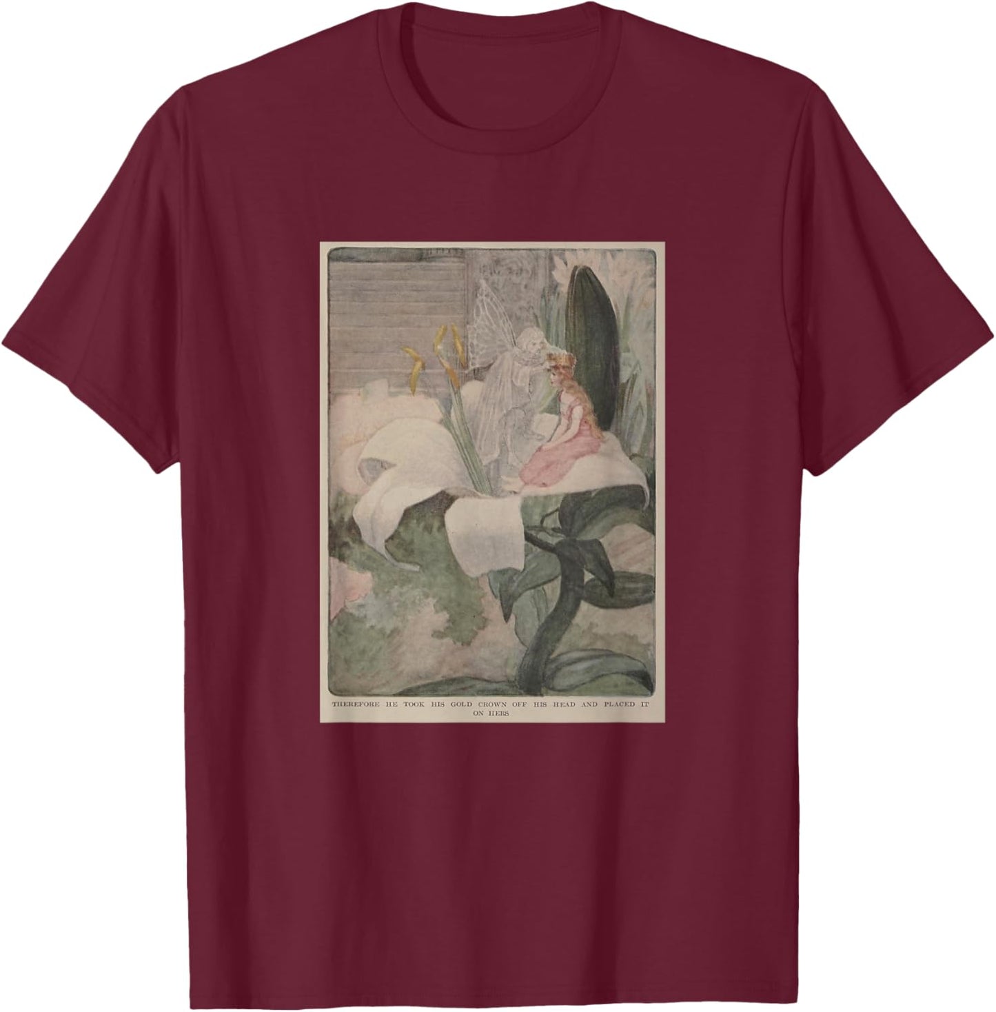Thumbelina Receiving a Golden Crown T-Shirt - T-Shirt | Maroon