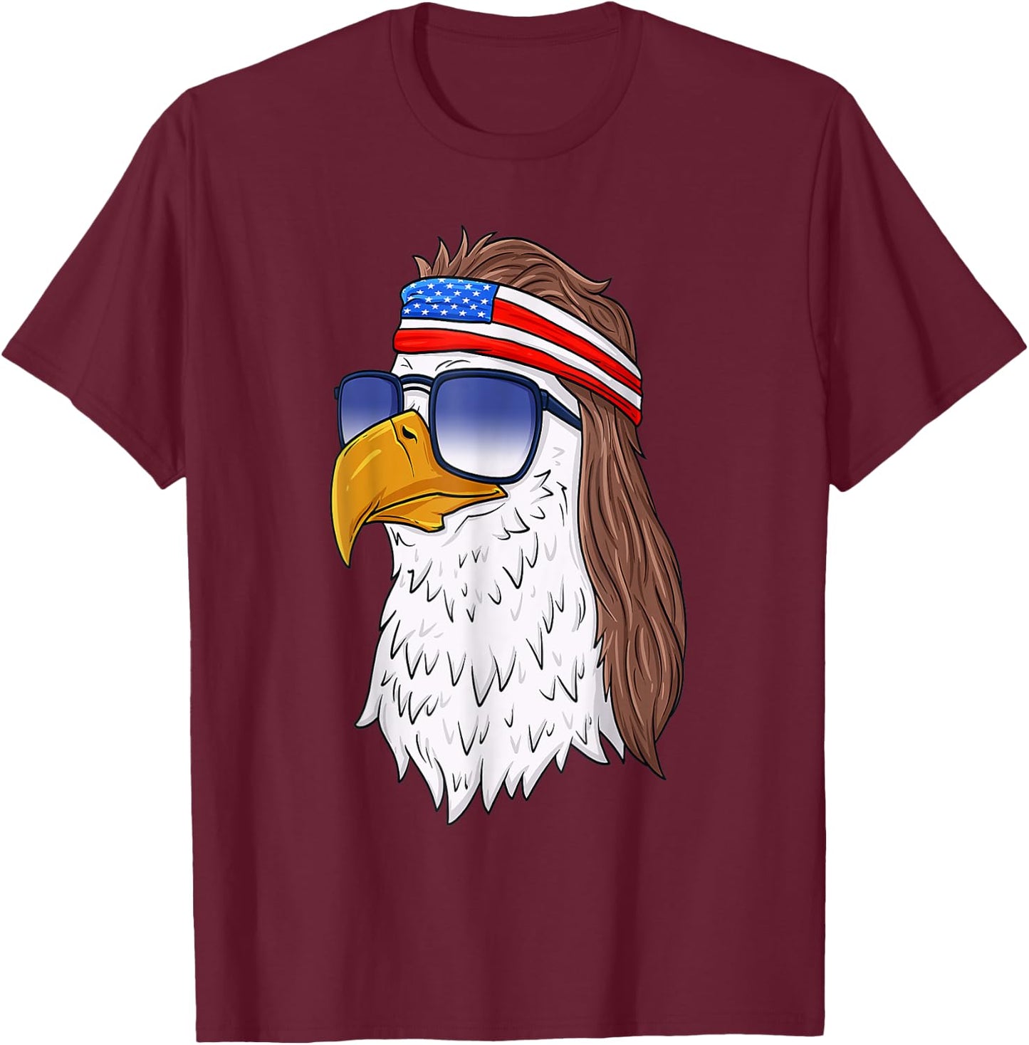 Funny Shirt American Bald Eagle Mullet 4th Of July Men T-Shirt - T-Shirt | Maroon