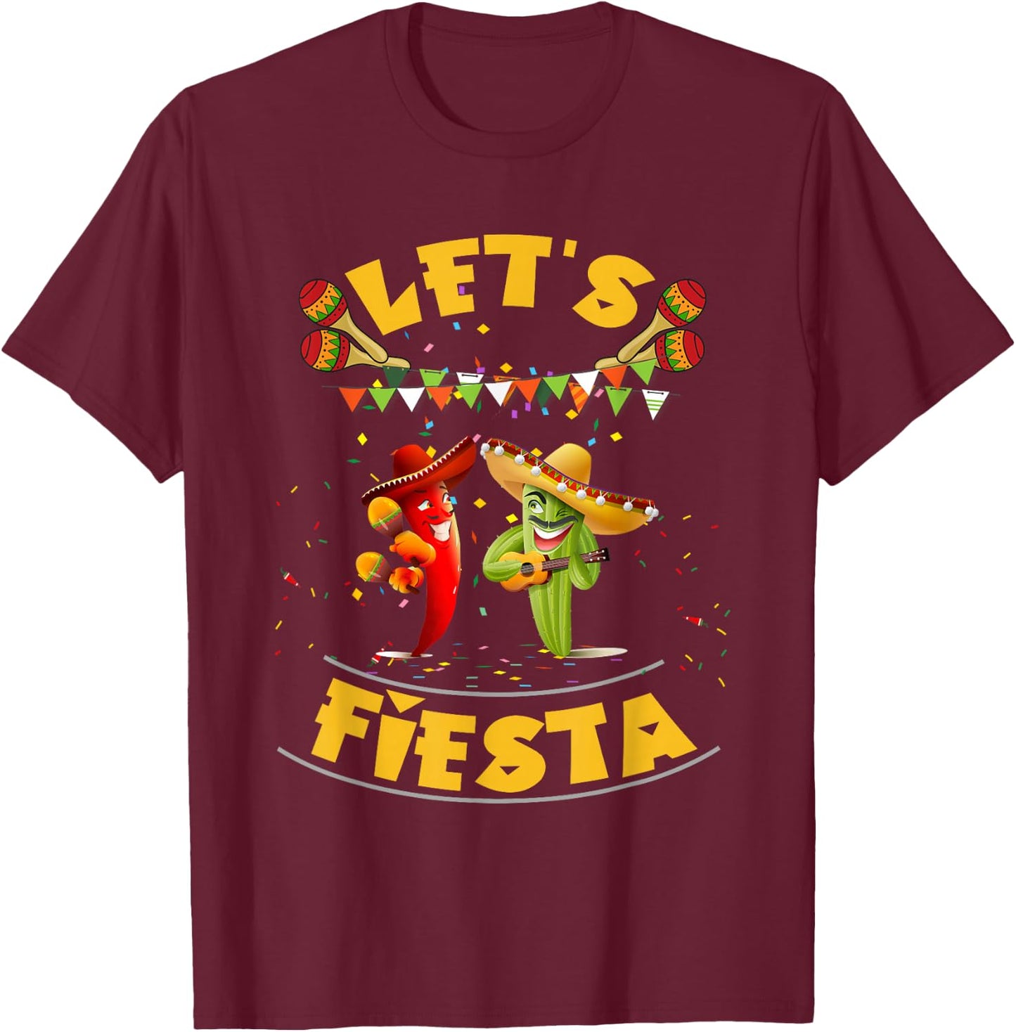 Funny Let's Fiesta Cinco De Mayo Men Women Kids Party Day T-Shirt - T-Shirt | Maroon