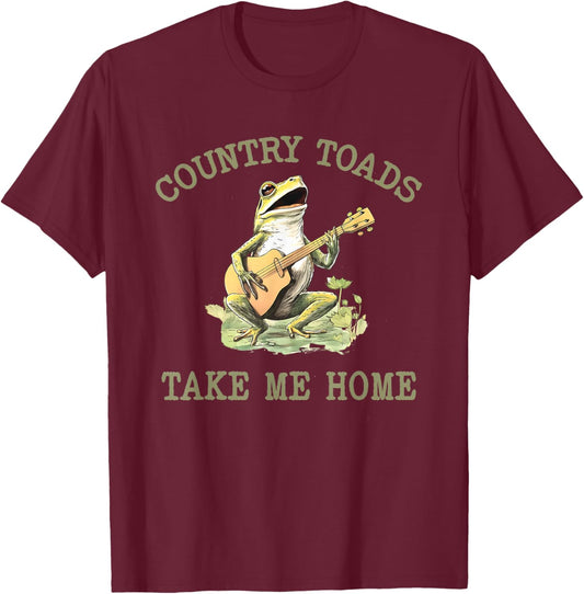 Frog Country Toads Take Me Home T-Shirt - T-Shirt | Maroon