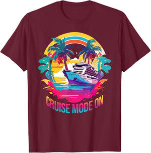 Cruise Mode On colorful cruiseship design T-Shirt - T-Shirt | Maroon