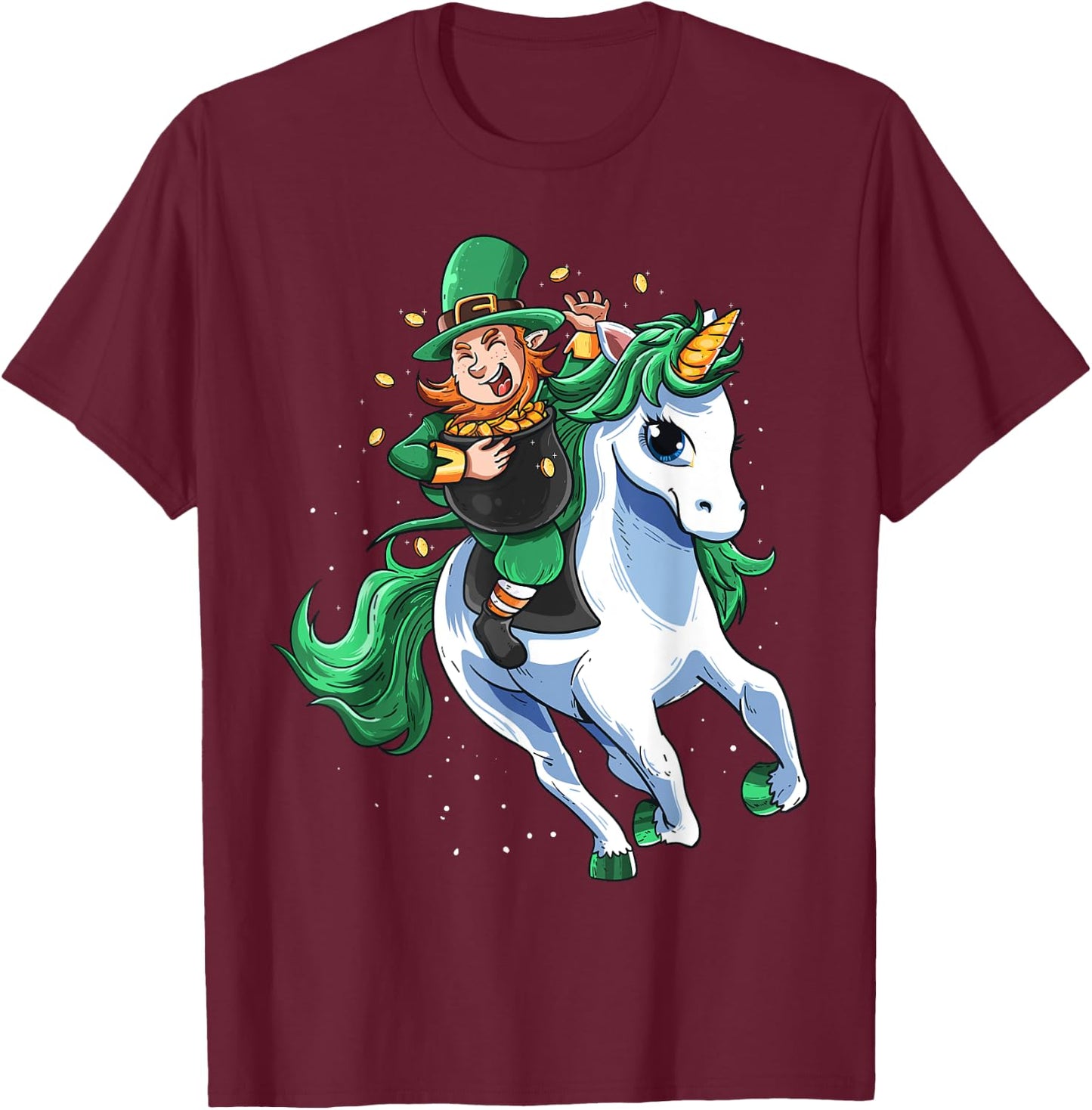 Lepricorn Leprechaun Unicorn Boy Girl St Patrick's Day T-Shirt - T-Shirt | Maroon