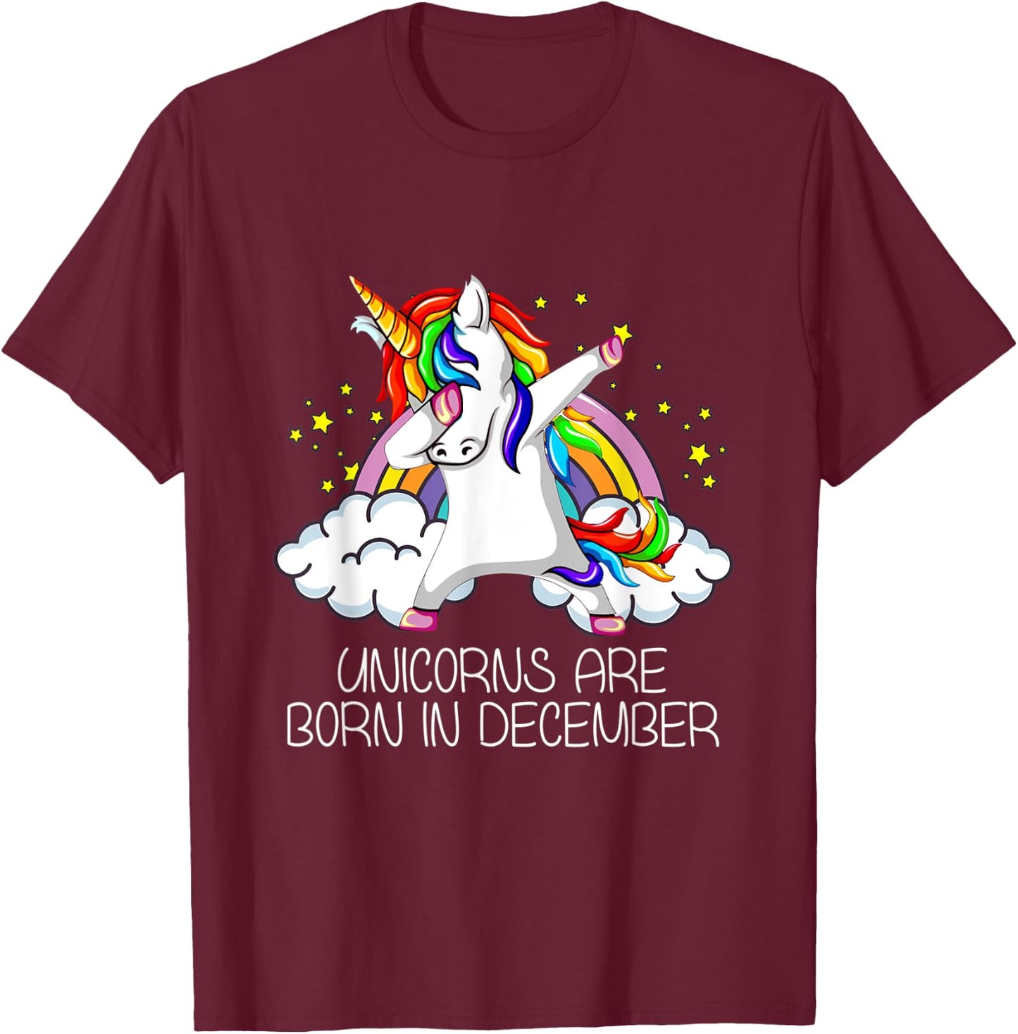 Dabbing Unicorn Girl Party Gift Unicorns Born in December T-Shirt - T-Shirt | Maroon