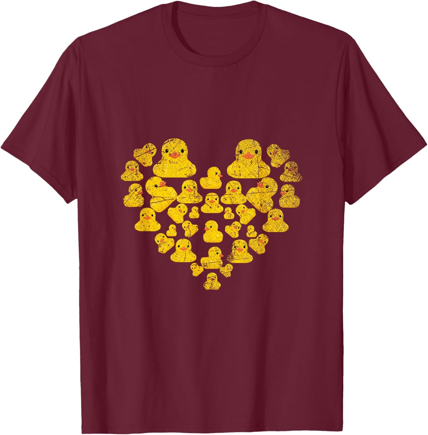 Cute Animal Lover Gift Heart Yellow Duck T-Shirt - T-Shirt | Maroon