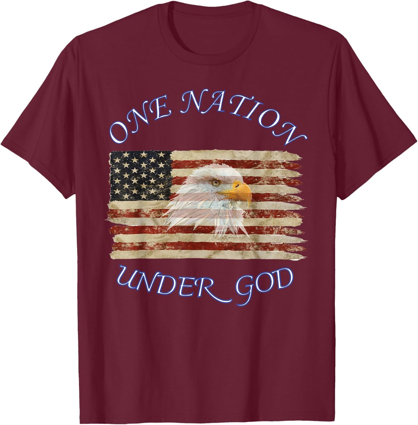 One Nation Under God Flag Christian T-Shirt - T-Shirt | Maroon