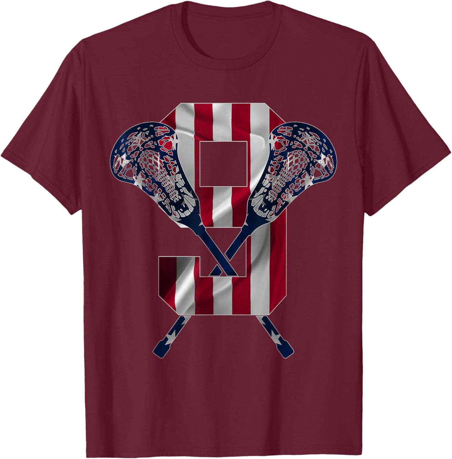 Number 9 Years Lacrosse 9th Birthday T-Shirt - T-Shirt | Maroon