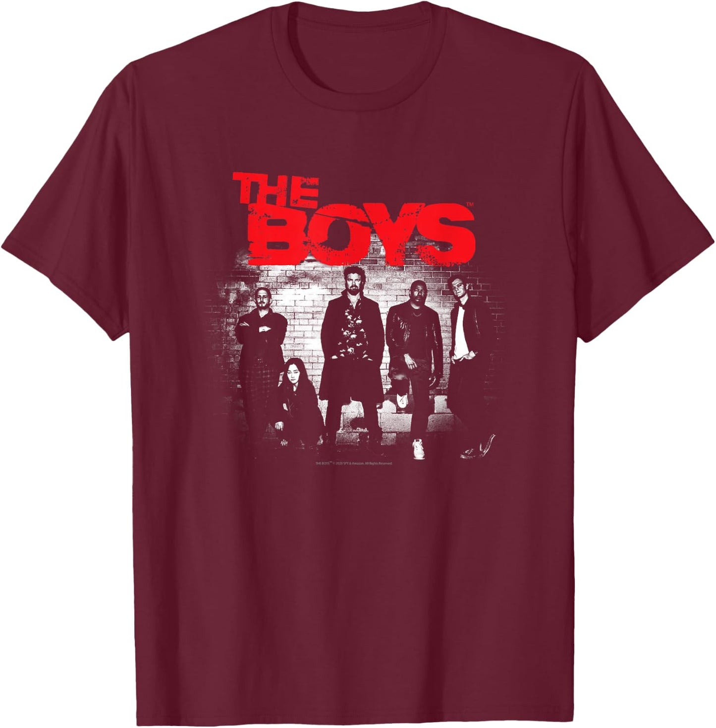 The Boys Graffiti Group Photo Small T-Shirt - T-Shirt | Maroon