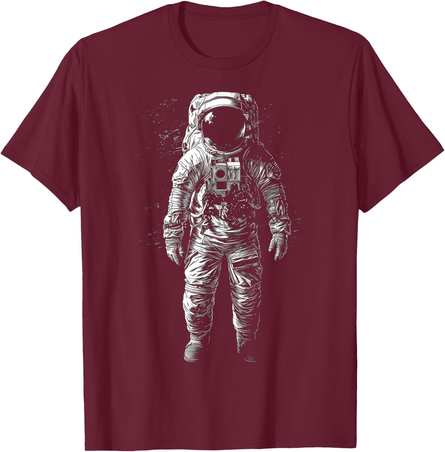 Astronaut Drawing Art Illustration Motif Astronaut T-Shirt - T-Shirt | Maroon