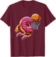 Funny Donut Dunking Basketball Food Champ Sports Donut T-Shirt - T-Shirt | Maroon