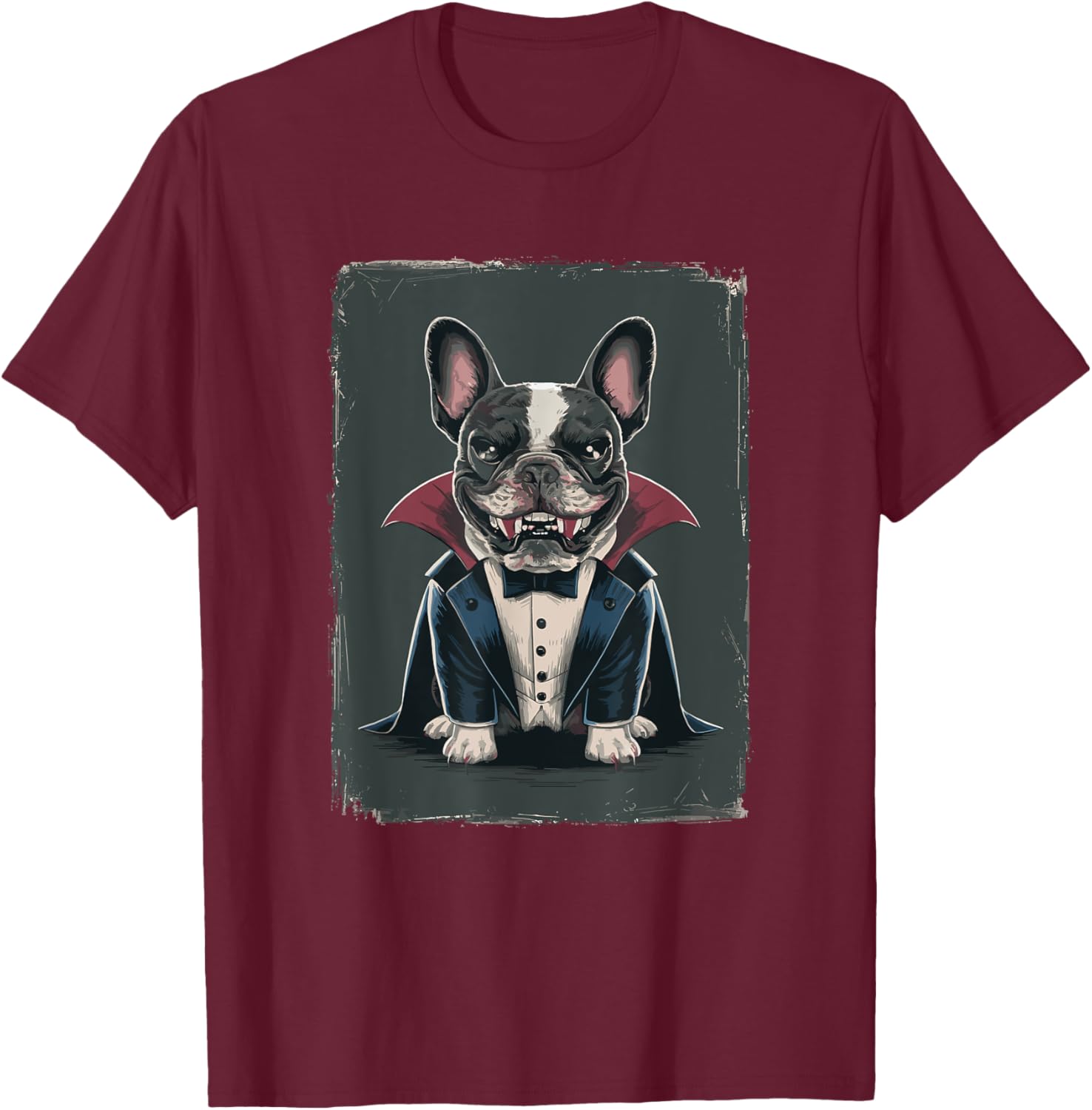 Halloween Vampire French Bulldog Frenchie Women T-Shirt - T-Shirt | Maroon