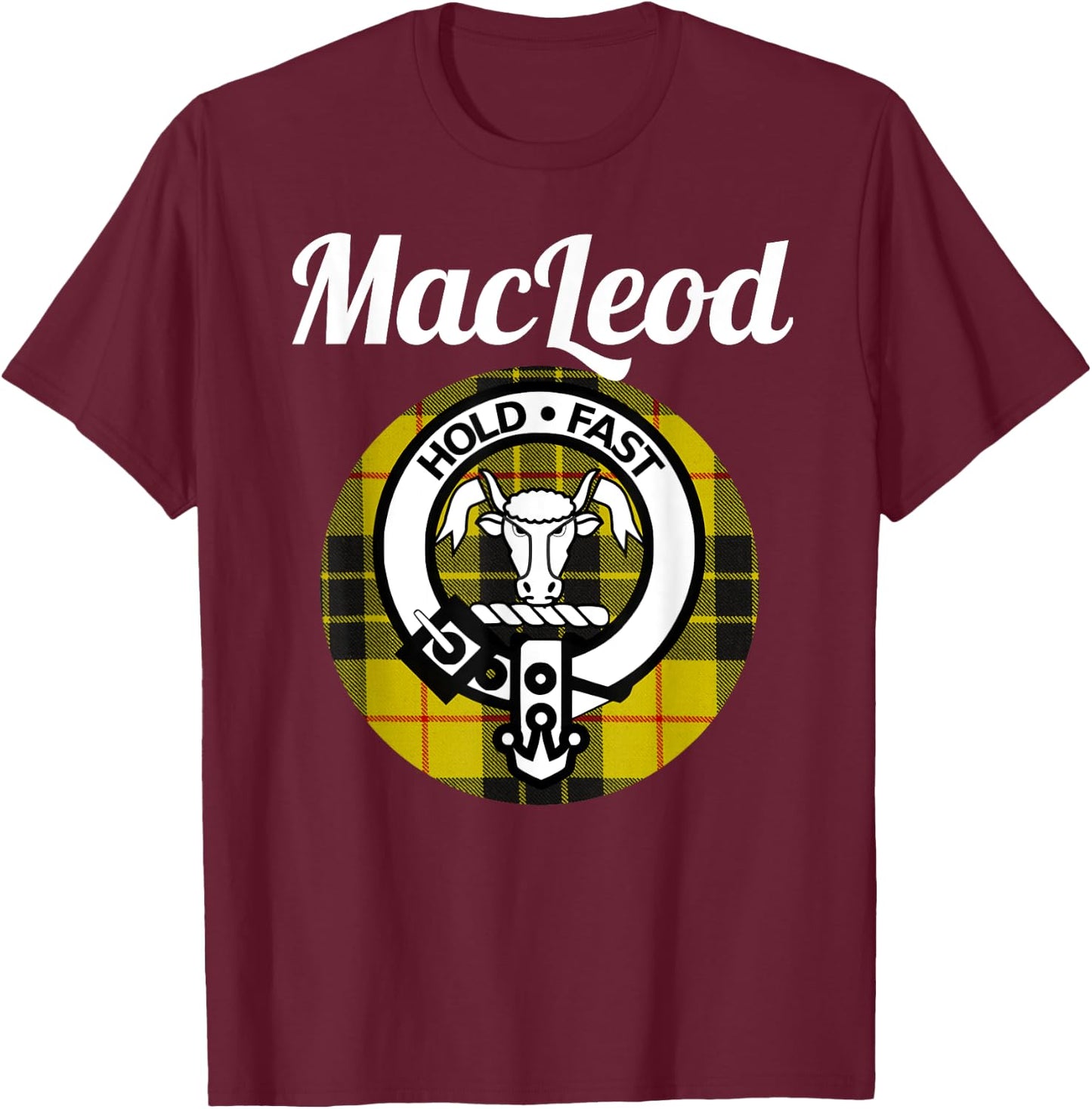 MacLeod Clan Scottish Name Coat Of Arms Tartan T-Shirt - T-Shirt | Maroon
