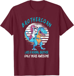 Brothercorn Like A Brother Only Awesome Unicorn T-Rex T-Shirt - T-Shirt | Maroon
