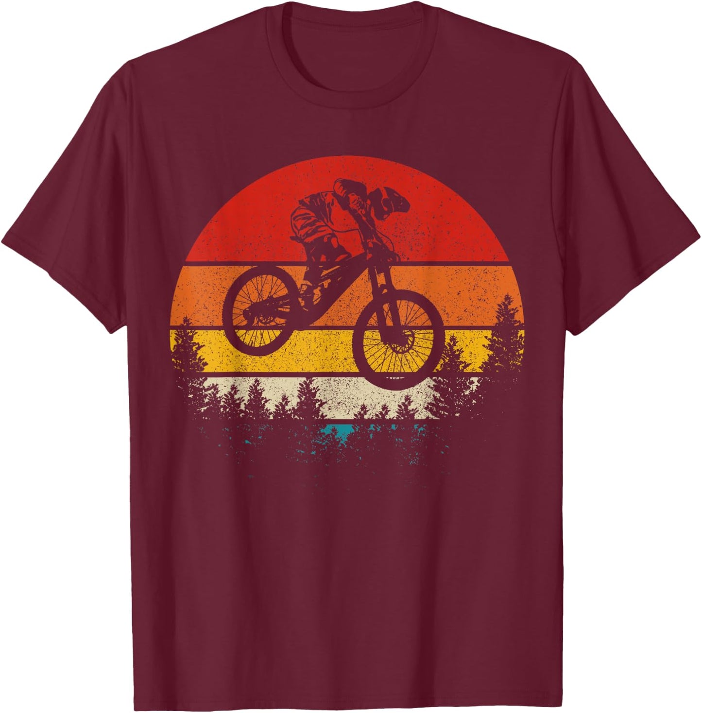 Mountain Bike Downhill Vintage MTB Mountain Biker Gift T-Shirt - T-Shirt | Maroon