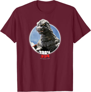 Godzilla : The Return of Godzilla Icons of Toho - Adults & Kids - Black - Short Sleeve - Classic Fit - Cotton & Polyester - Machine Wash T-Shirt - T-Shirt | Maroon