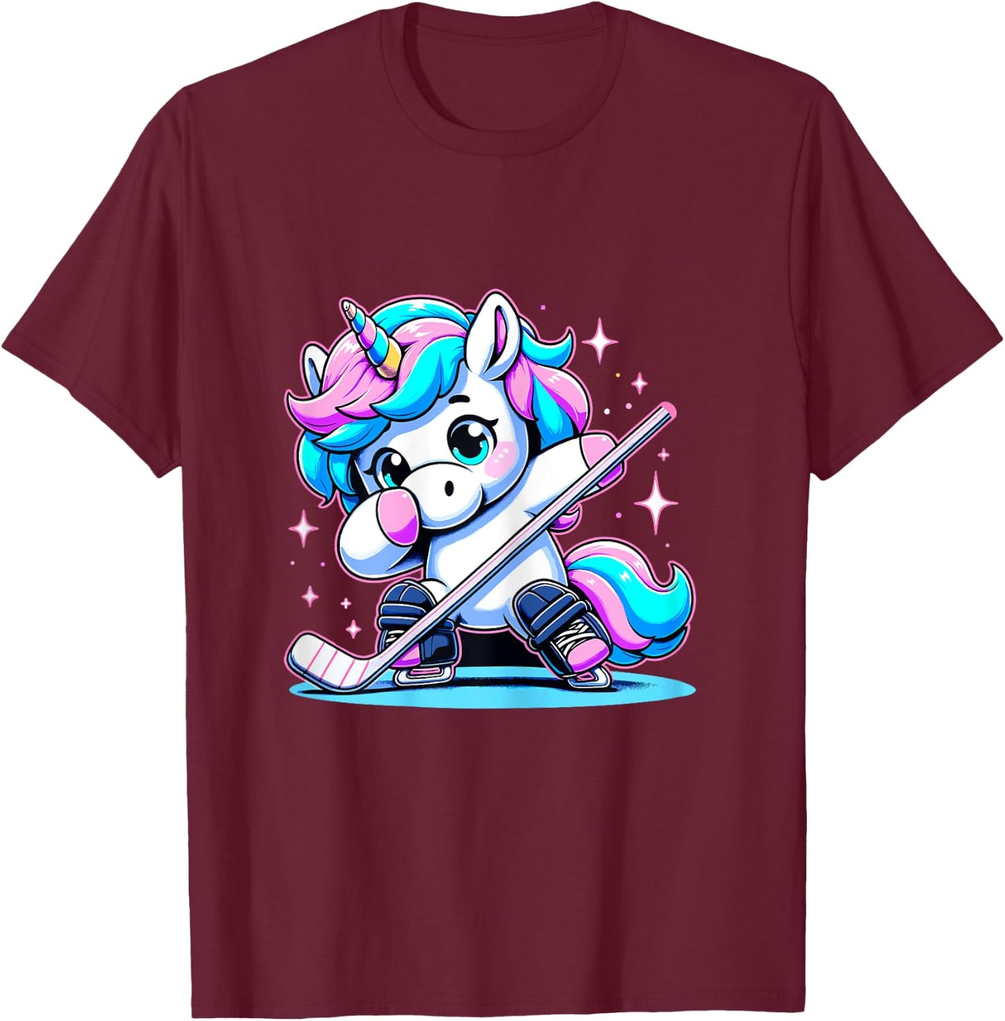 Ice Hockey Unicorn Kawaii Ice Hockey Sister Mom T-Shirt - T-Shirt | Maroon