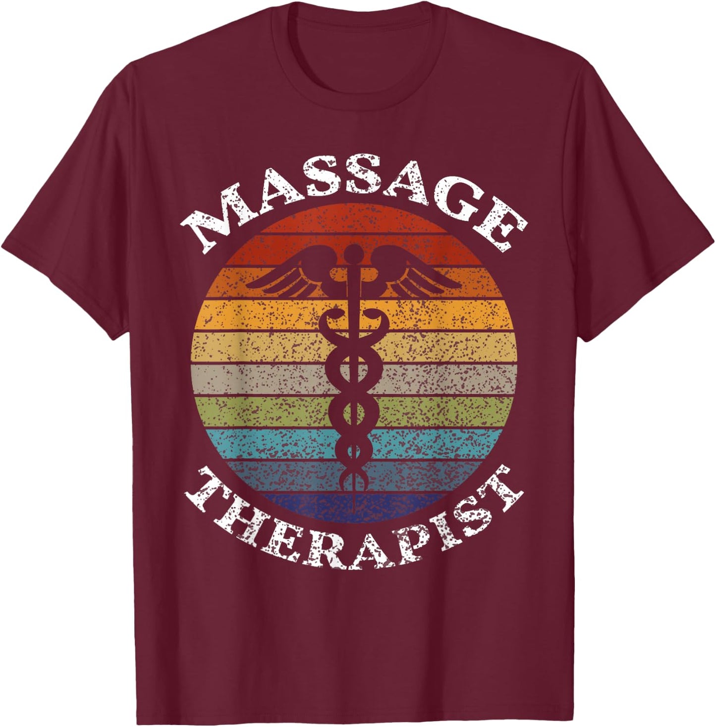 Massage Therapist Massage Therapy Vintage Sunset Women Men T-Shirt - T-Shirt | Maroon