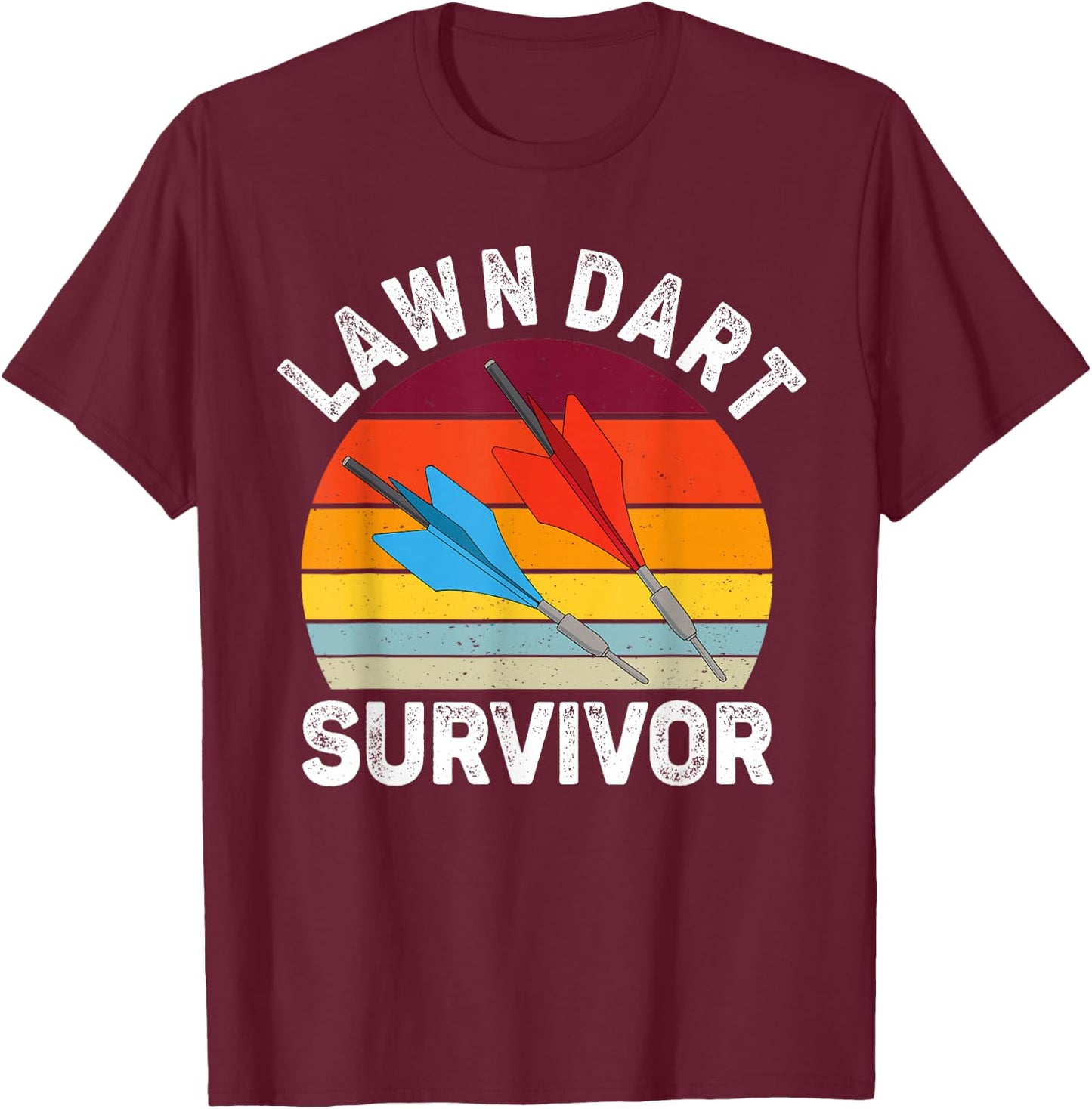 Funny Lawn Dart Survivor Retro Vintage Yard Darts Women Men T-Shirt - T-Shirt | Maroon