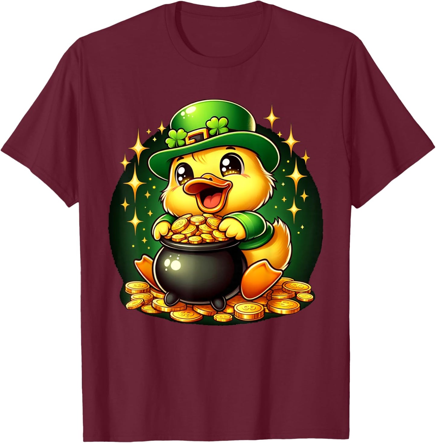 Duck Leprechaun Cute Funny Duck St. Patricks Day T-Shirt - T-Shirt | Maroon