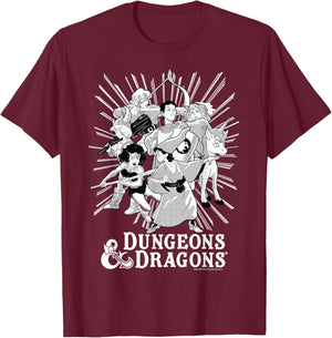 Dungeons & Dragons Group Shot Ray Portrait T-Shirt - T-Shirt | Maroon