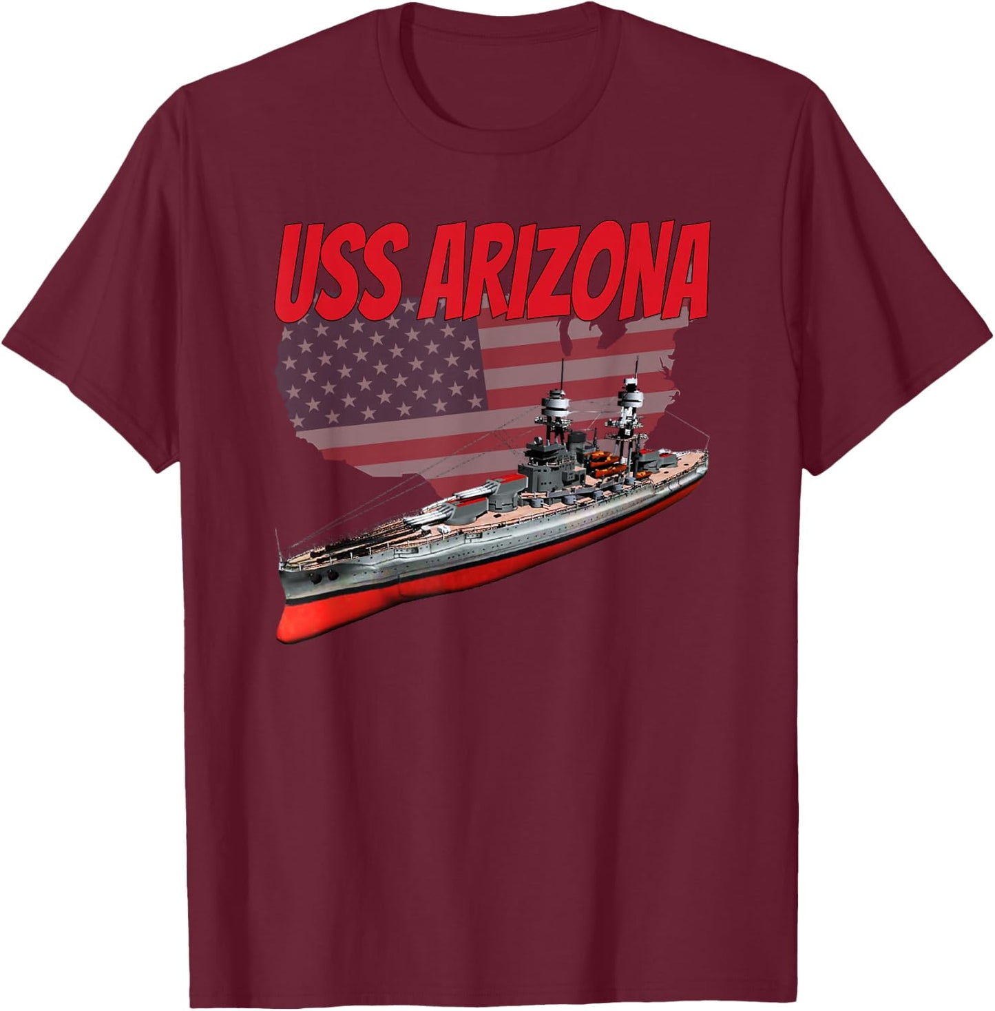 WW2 Battleship USS Arizona BB-39 World War 2 Ship Model Boys T-Shirt - T-Shirt | Maroon