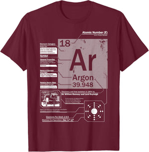 Argon (Ar) Element | Atomic Number 18 Science T-Shirt - T-Shirt | Maroon