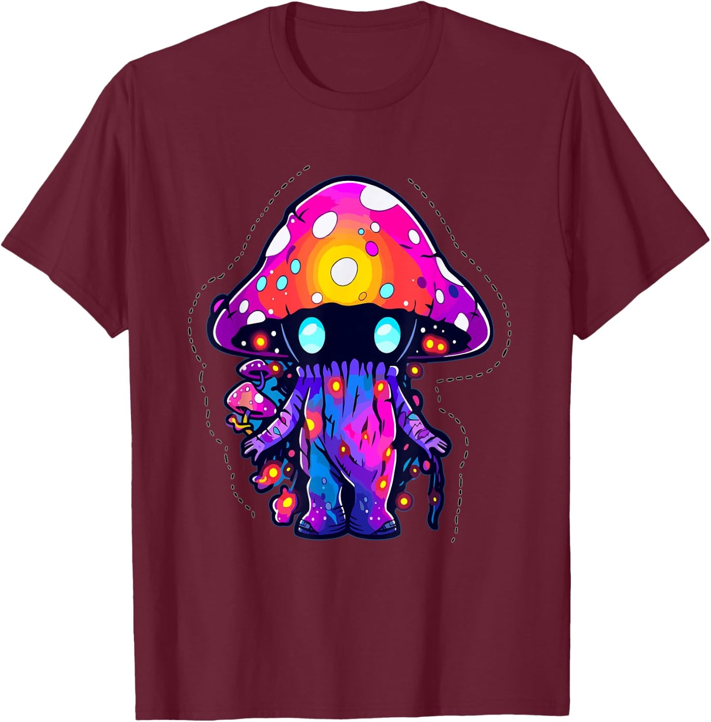 EDM Festival Trippy Art Mushroom Psychedelic Rave T-Shirt - T-Shirt | Maroon