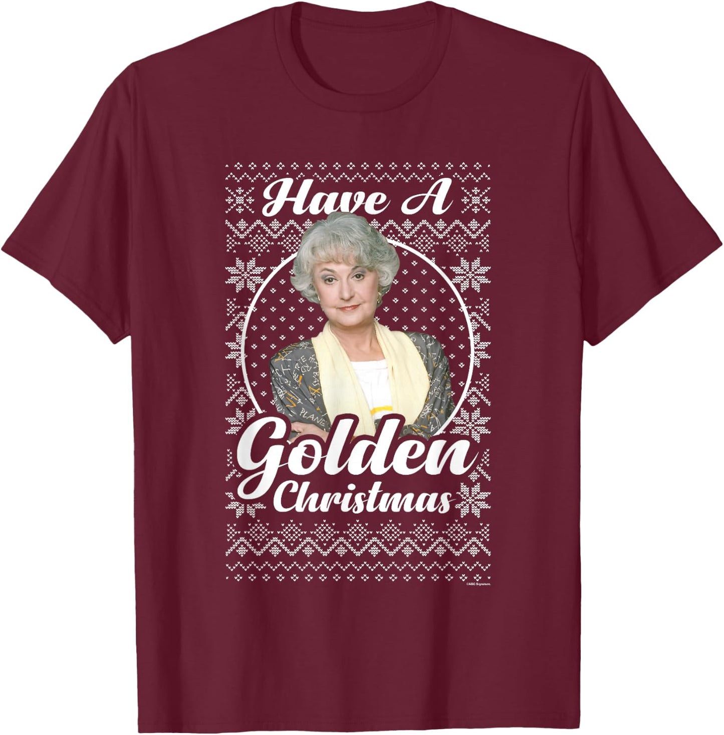 The Golden Girls Iconic Dorothy Have A Golden Christmas Logo T-Shirt - T-Shirt | Maroon