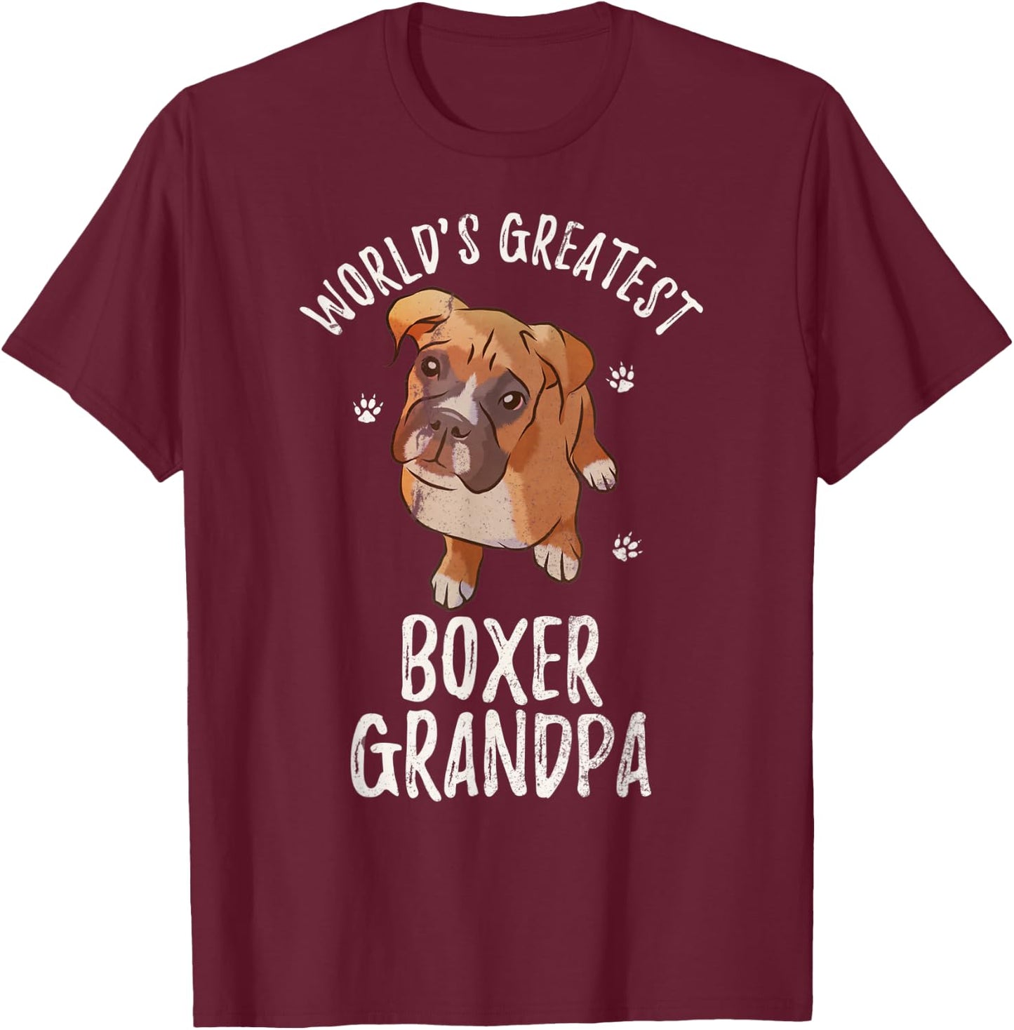 Vintage World's Greatest Boxer Grandpa Funny Puppy Pet Lover T-Shirt - T-Shirt | Maroon
