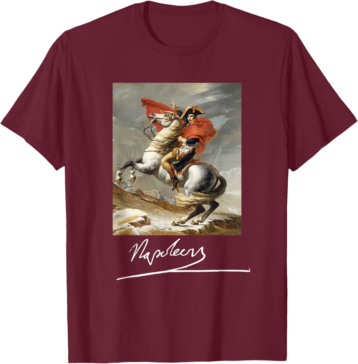 Napoleon Bonaparte Jacques-Louis David Neoclassicism Art T-Shirt - T-Shirt | Maroon