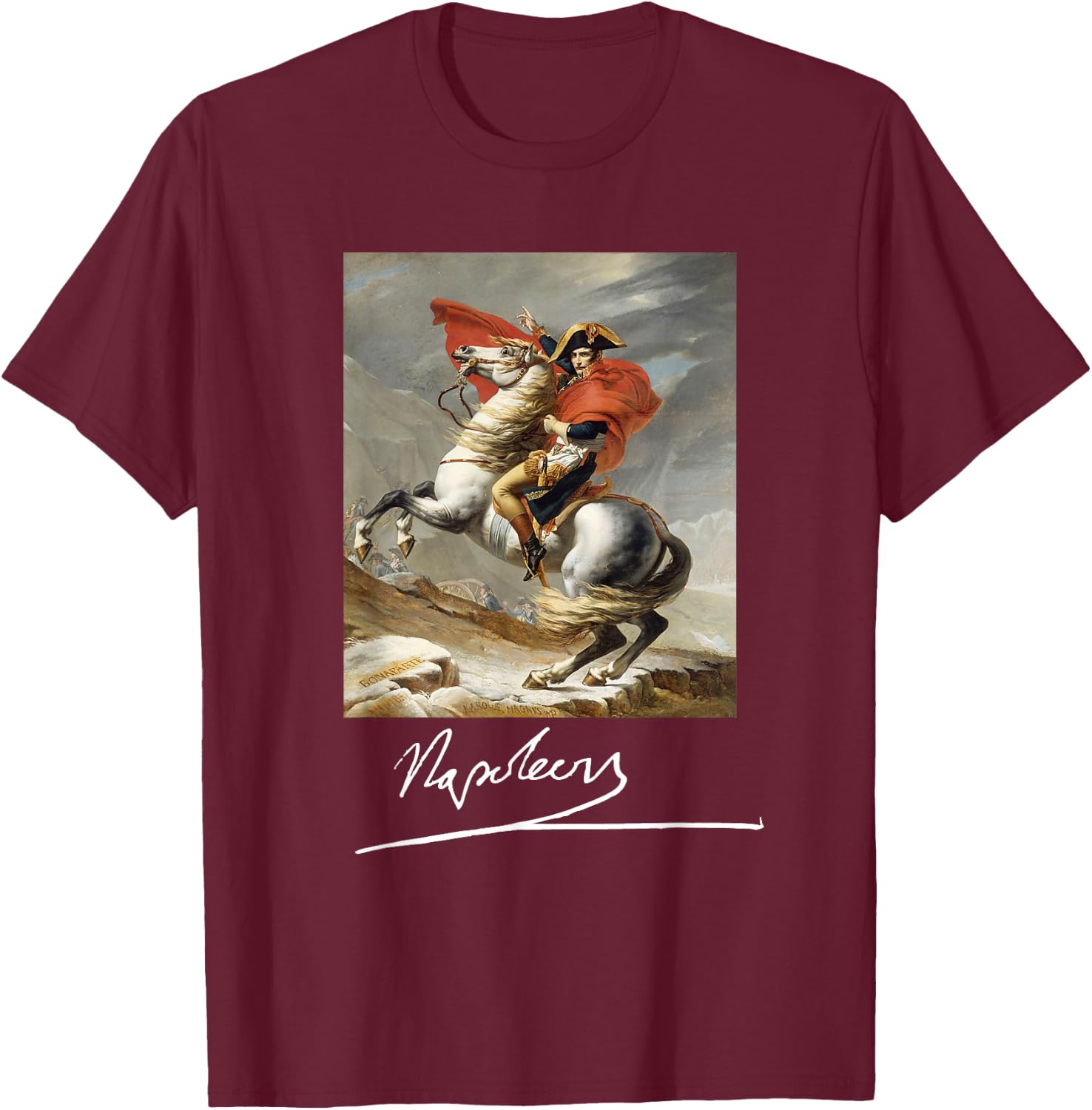 Napoleon Bonaparte Jacques-Louis David Neoclassicism Art T-Shirt - T-Shirt | Maroon