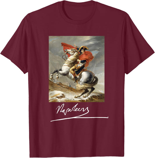 Napoleon Bonaparte Jacques-Louis David Neoclassicism Art T-Shirt - T-Shirt | Maroon