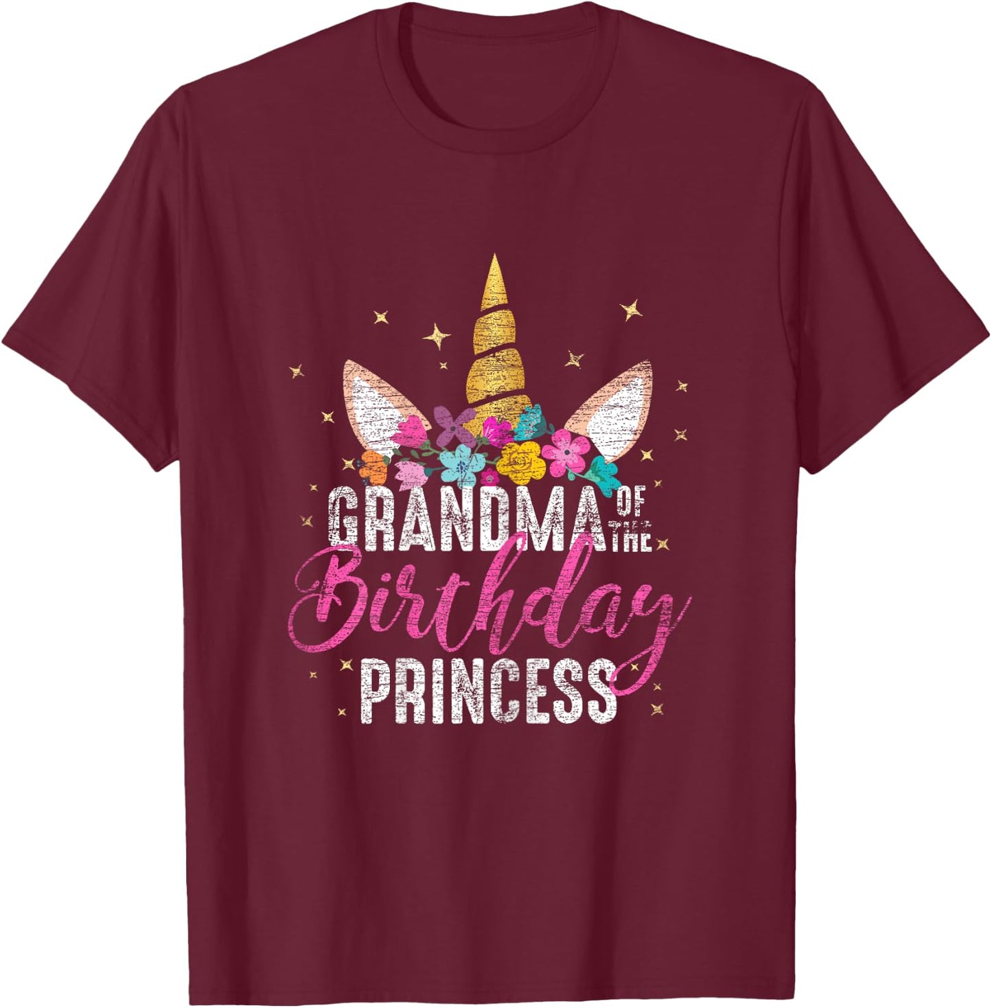 Grandma Of The Birthday Princess Gifts Unicorn Birthday T-Shirt - T-Shirt | Maroon