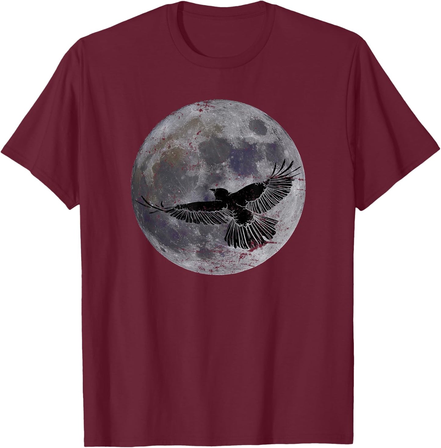 Moon Crow Gift Halloween Night Scary Bird Raven T-Shirt - T-Shirt | Maroon