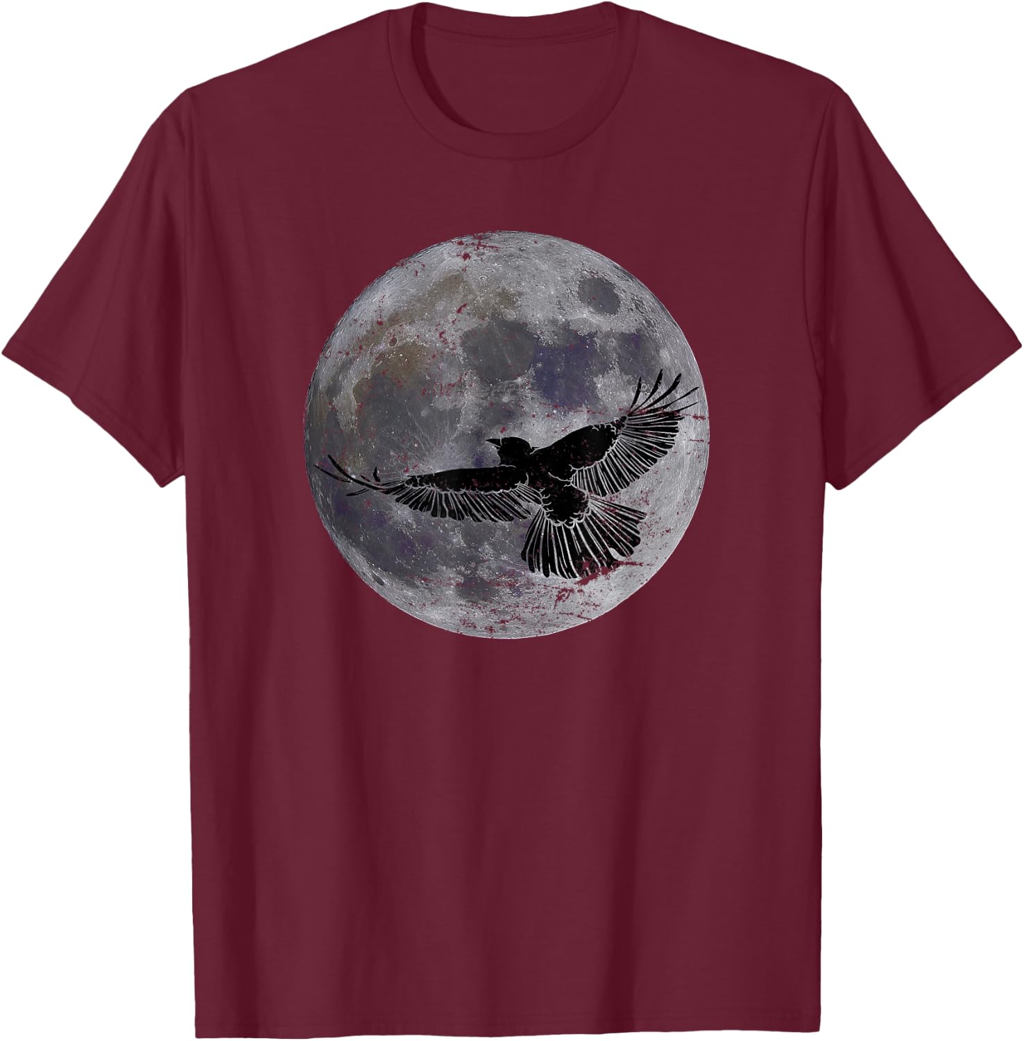 Moon Crow Gift Halloween Night Scary Bird Raven T-Shirt - T-Shirt | Maroon