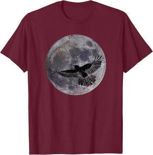 Moon Crow Gift Halloween Night Scary Bird Raven T-Shirt - T-Shirt | Maroon