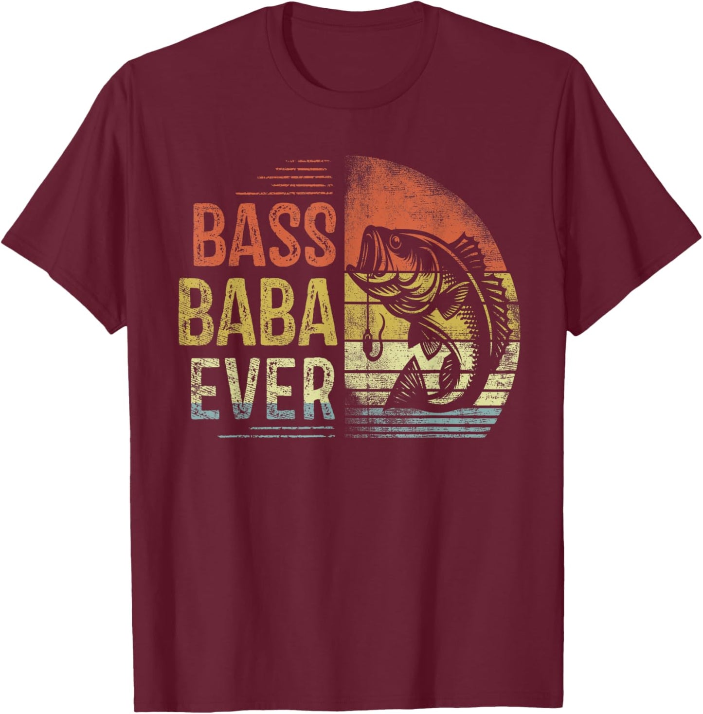 Bass Baba Ever Fishing Gifts Baba Birthday Vintage T-Shirt - T-Shirt | Maroon