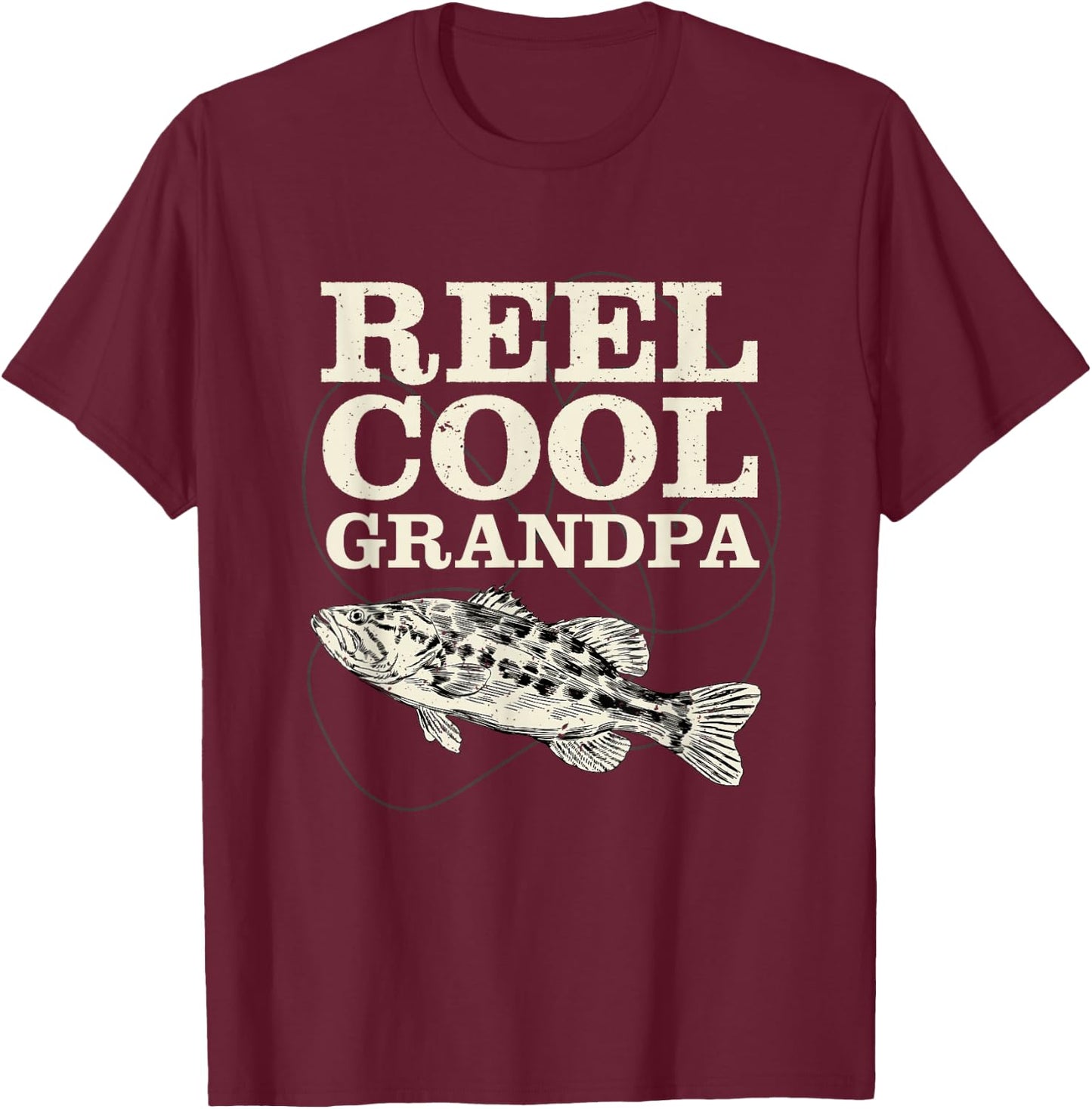 Reel Cool Grandpa Fishing Fathers Day T-Shirt - T-Shirt | Maroon