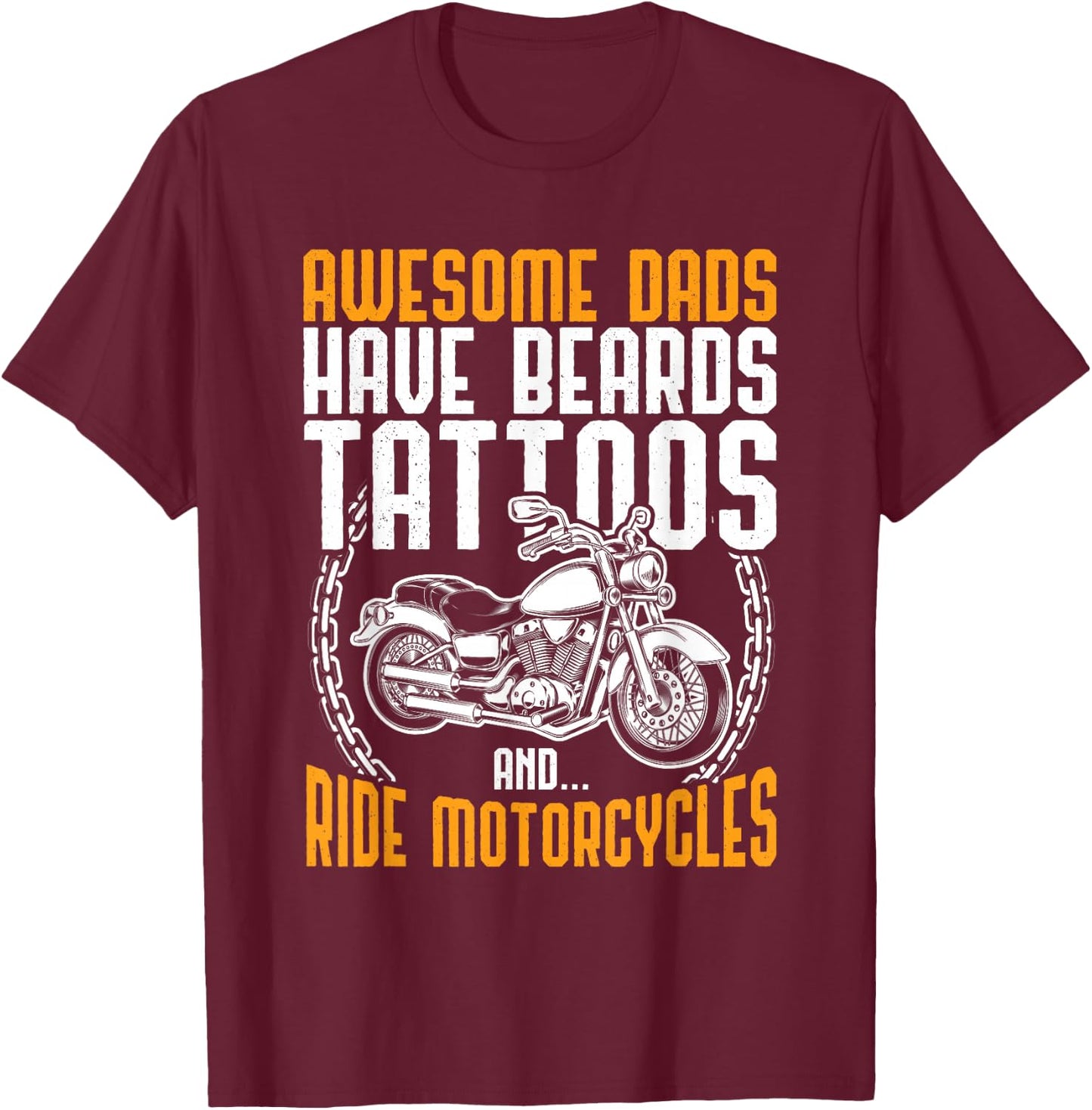 Tattooed Dad Motorcycle Funny Tattoo T-Shirt - T-Shirt | Maroon