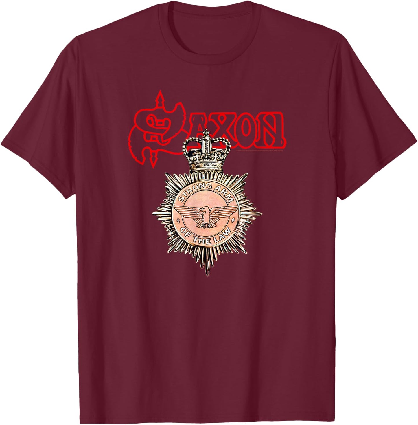 Saxon Strong Arm of the Law T-Shirt - T-Shirt | Maroon