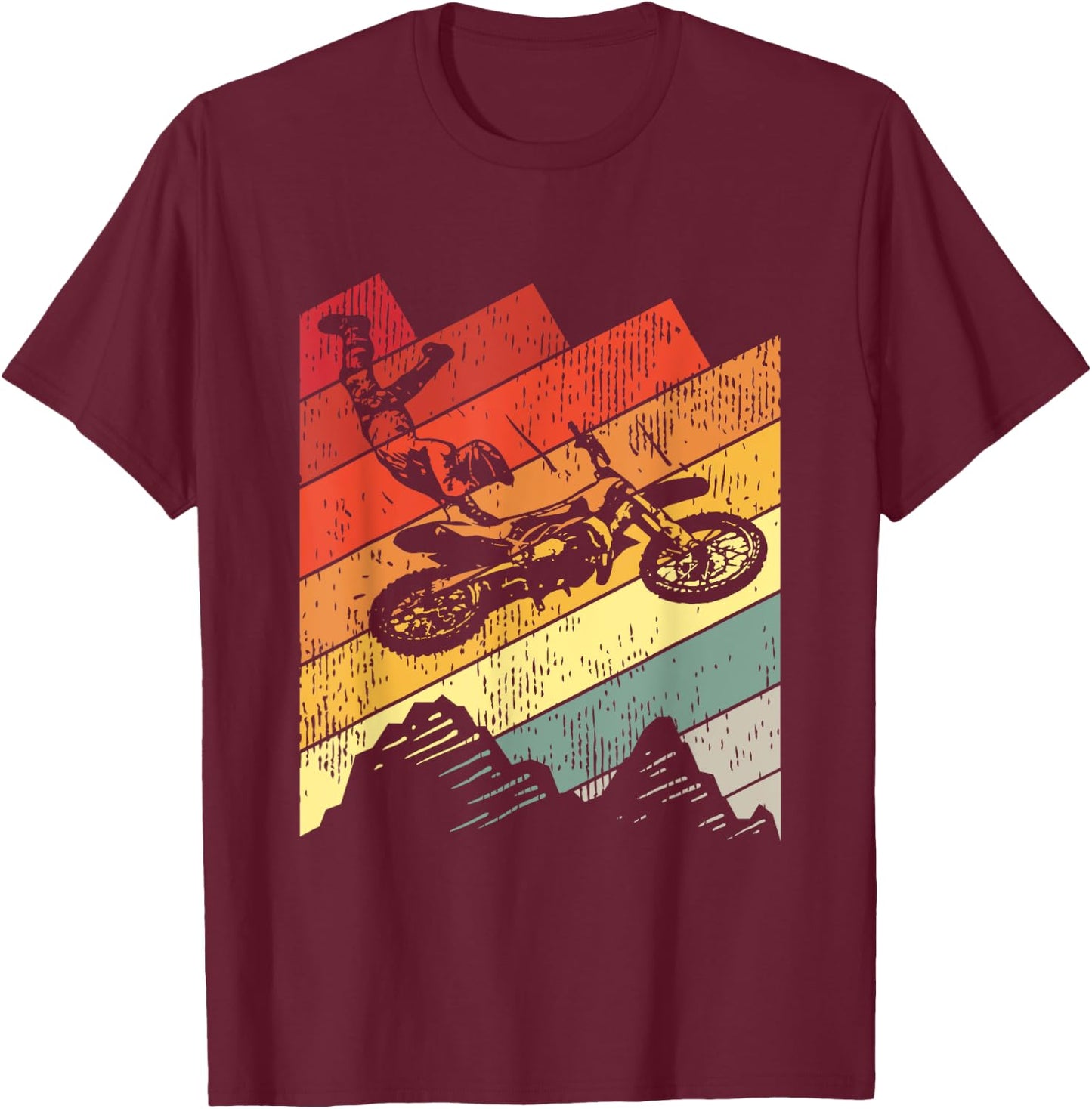 Motocross Biker Vintage Gift Racing Retro Dirt Bike T-Shirt - T-Shirt | Maroon