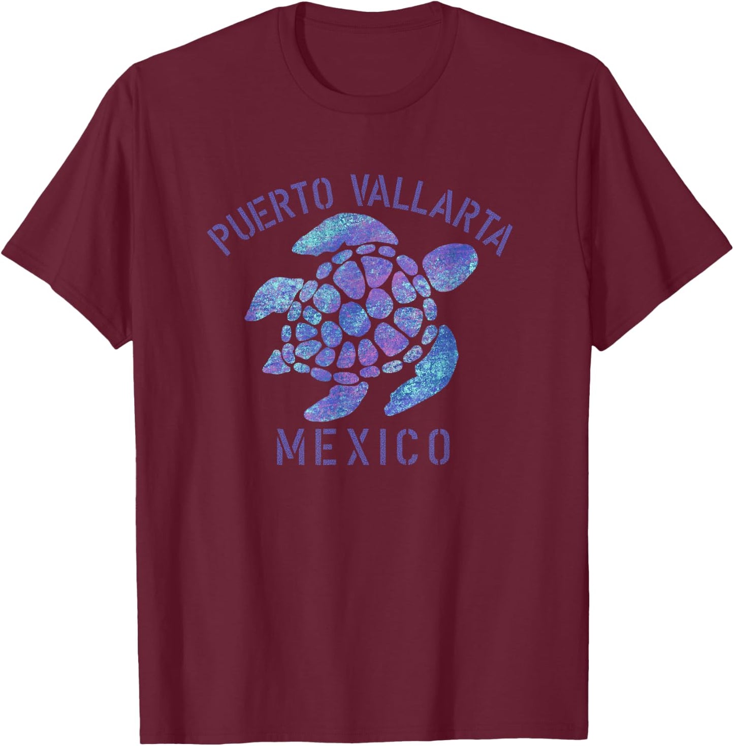 Puerto Vallarta, MEX Beach Design / Souvenir Illustration T-Shirt - T-Shirt | Maroon
