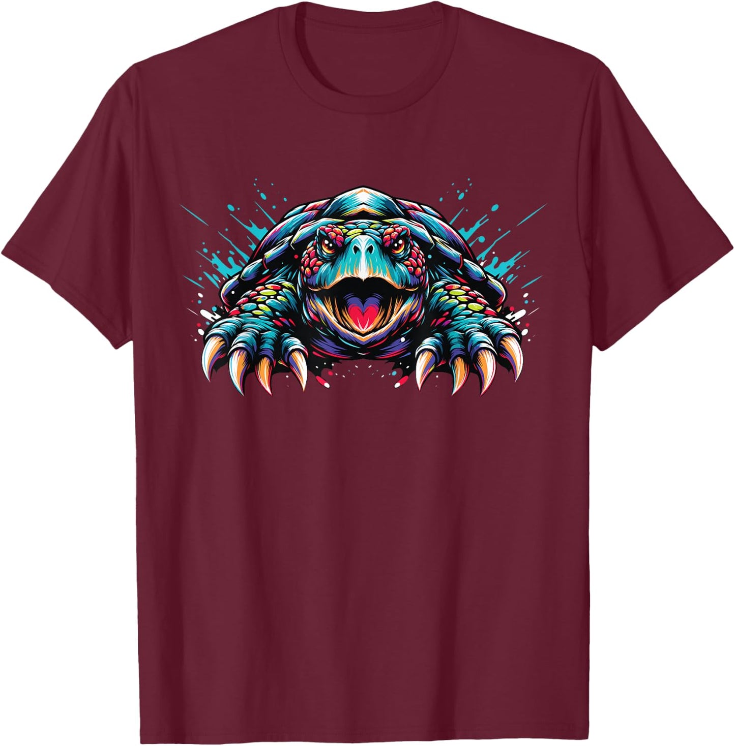 Snapping Turtle Splash Art, Snapping Turtle T-Shirt - T-Shirt | Maroon
