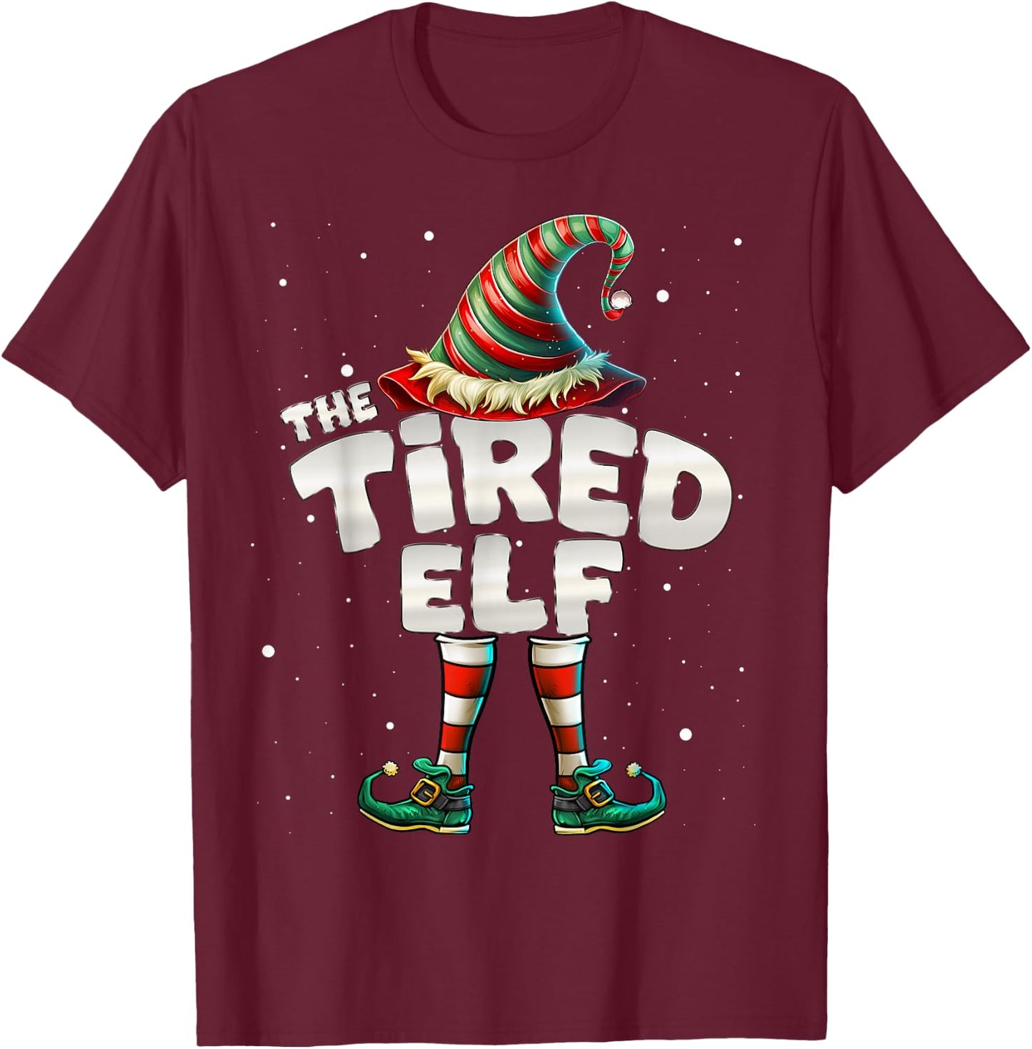 I'm The Tired Elf Family Matching Group Christmas T-Shirt - T-Shirt | Maroon