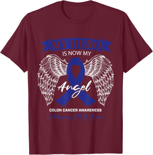 Products Angel In Memory Of My Mom Colon Cancer Awareness T-Shirt - T-Shirt | Maroon