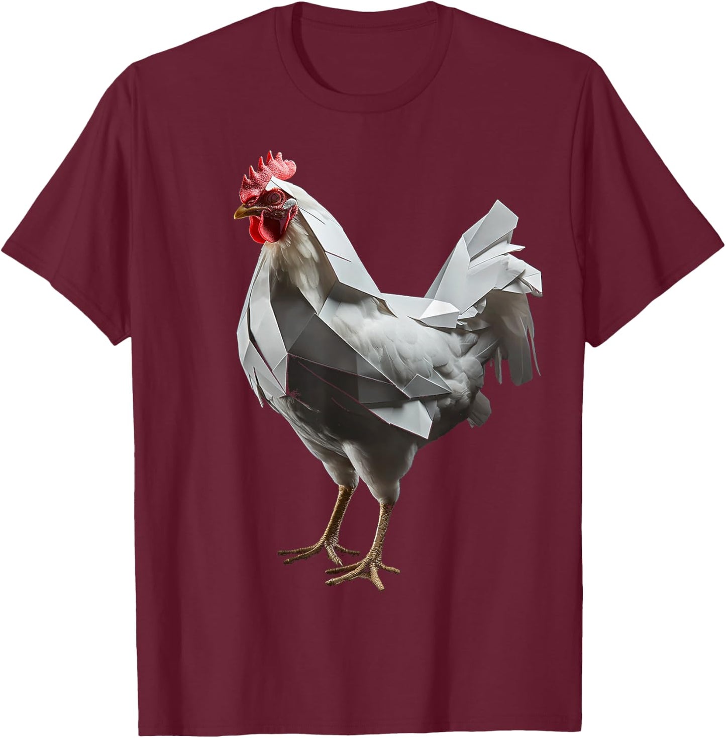 Chicken Art Polygon Animal Graphic Chicken T-Shirt - T-Shirt | Maroon