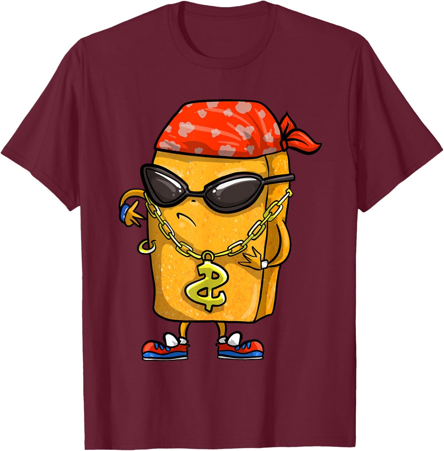 Funny Chicken Nugget Gift Kids Cool Gangster Nug Life T-Shirt - T-Shirt | Maroon